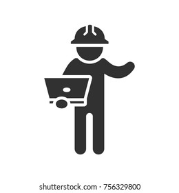 The man in the helmet with the laptop