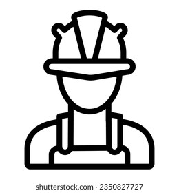 Man in a helmet line icon, labour day concept, engineer sign on white background, Industrial worker icon in outline style mobile concept web design. Vector graphics.