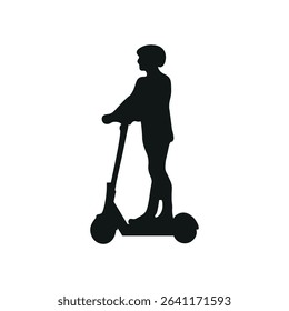 Man with helmet on electric scooter sign