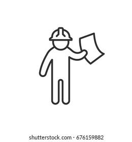 Man in a helmet with a paper in hand