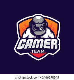 man with helmet pubg gamer team logo vector