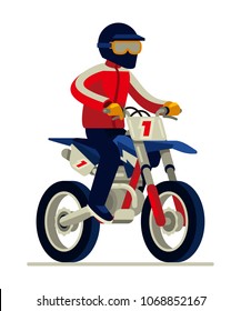 Man in helmet riding motocross vector illustration