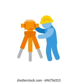 Man in helmet with theodolite