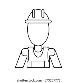 man with helmet uniform work professional contractor thin line