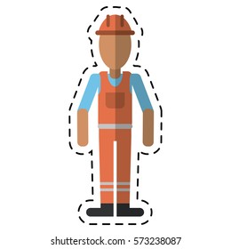 man with helmet uniform work professional contractor-dot line