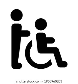 Man help and support disabled, handicap icon vector illustration.