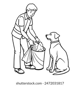 A Man is helping a dog