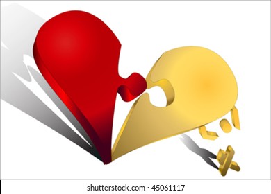 Man helping puzzle broken heart icon, Love symbol. isolated on white , vector