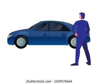 man with her car icon vector ilustration