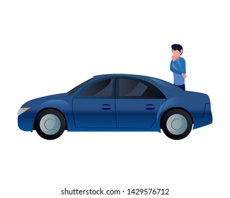 man with her car icon vector ilustration