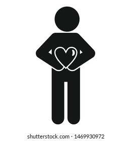 Man hide heart icon. Simple illustration of man hide heart vector icon for web design isolated on white background