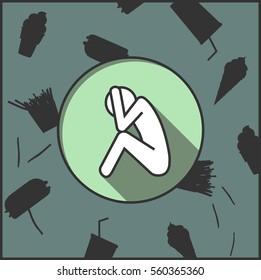 A man hides a head. Icon of fastfood. Vector illustration.