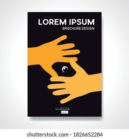 Man hiding behind his hands. Eye of a director. Vector background and illustration. Abstract design template for brochures, flyers, magazine, business card, book cover, poster
