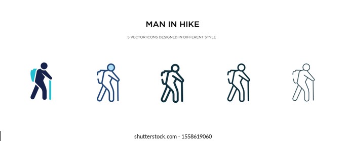 man in hike icon in different style vector illustration. two colored and black man in hike vector icons designed filled, outline, line and stroke style can be used for web, mobile, ui