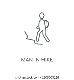 Man in Hike linear icon. Man in Hike concept stroke symbol design. Thin graphic elements vector illustration, outline pattern on a white background, eps 10.