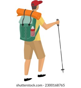 Man hiker vector flat icon isolated on white