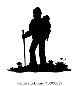 Man hiker walking vector