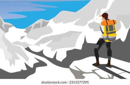 man hiking on a mountain