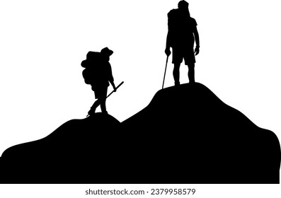 Man Hiking Silhouette Isolated Vector