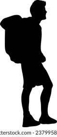 Vector aislado de silueta para hombre en senderismo
