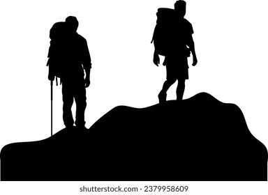 Man Hiking Silhouette Isolated Vector
