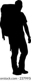 Man Hiking Silhouette Isolated Vector