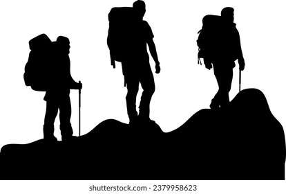 Mann Wandersilhouette einzeln auf Wanderung Vektorgrafik