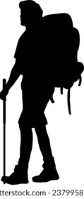 Man Hiking Silhouette Isolated Vector