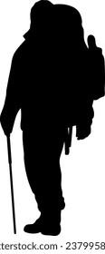 Man Hiking Silhouette Isolated Vector