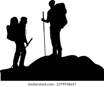 Man Hiking Silhouette Isolated Vector
