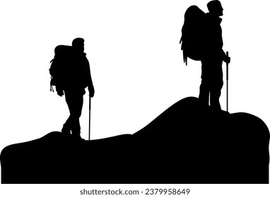 Man Hiking Silhouette Isolated Vector