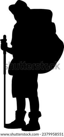 Man Hiking Silhouette Isolated Vector