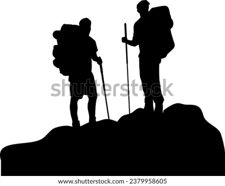 Man Hiking Silhouette Isolated Vector
