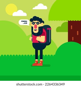 Man hiking vector design for wallpaper, background, fabric and textile
