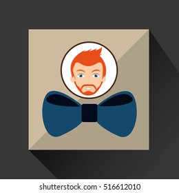 man hipster bearded wearing bow tie vector illustration eps 10