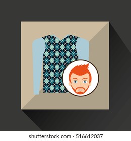 man hipster bearded wearing knitted sweater vector illustration eps 10
