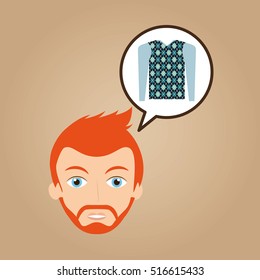 man hipster bearded wearing knitted sweater vector illustration eps 10