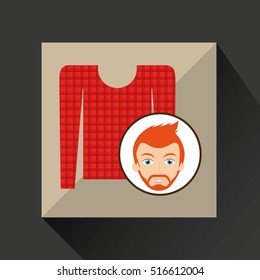man hipster bearded wearing red sweater vector illustration eps 10