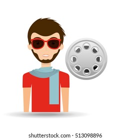 man hipster concept movie cinema film reel icon vector illustration eps 10