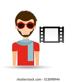 man hipster concept movie cinema film strip icon vector illustration eps 10