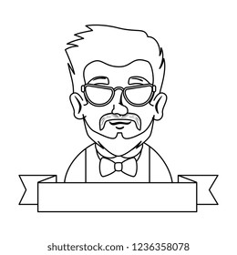 man hipster with mustache and glasses