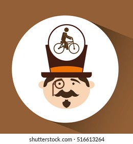 man hipster ridding bike icon design vector illustration eps 10