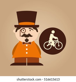 man hipster ridding bike icon design vector illustration eps 10