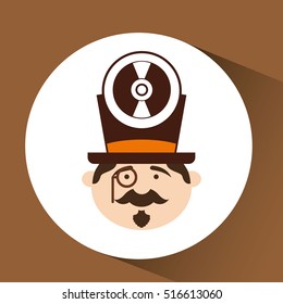 man hipster standing with music disk vector illustration eps 10