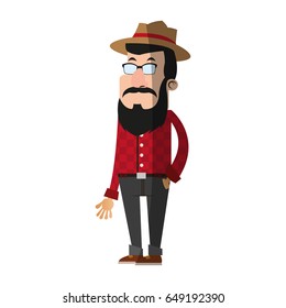 man with hipster style character  icon image 
