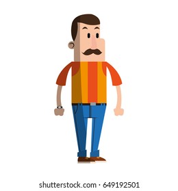 man with hipster style character  icon image 