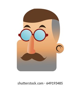 man with hipster style character  icon image 