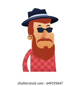 man with hipster style character  icon image 