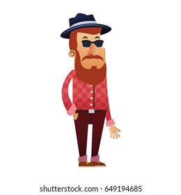 man with hipster style character  icon image 
