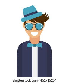 man hipster style isolated icon design, vector illustration  graphic 